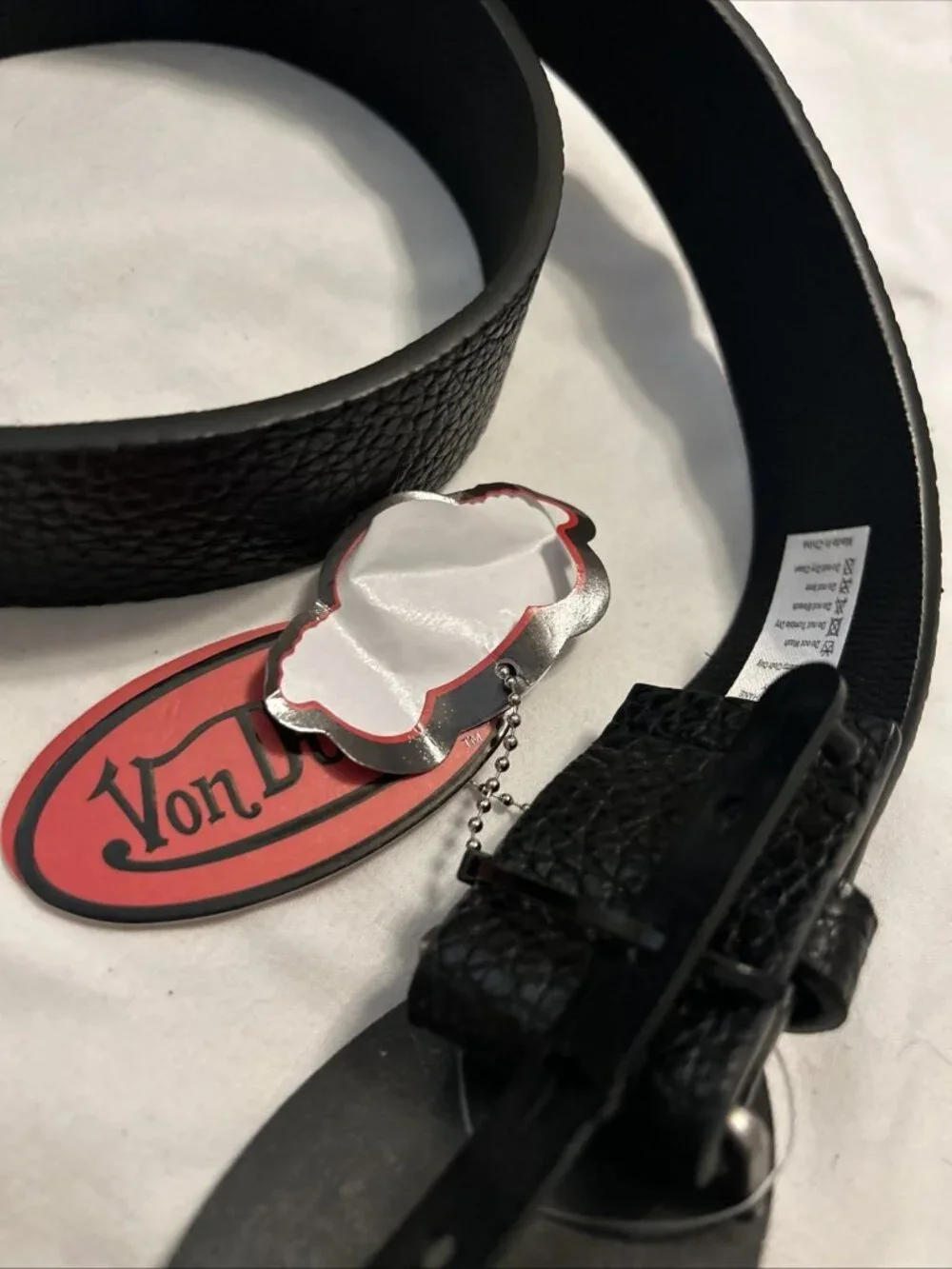 Von Dutch Originals Men's Black Belt Size 32 Adjustable Buckle Blk Silve